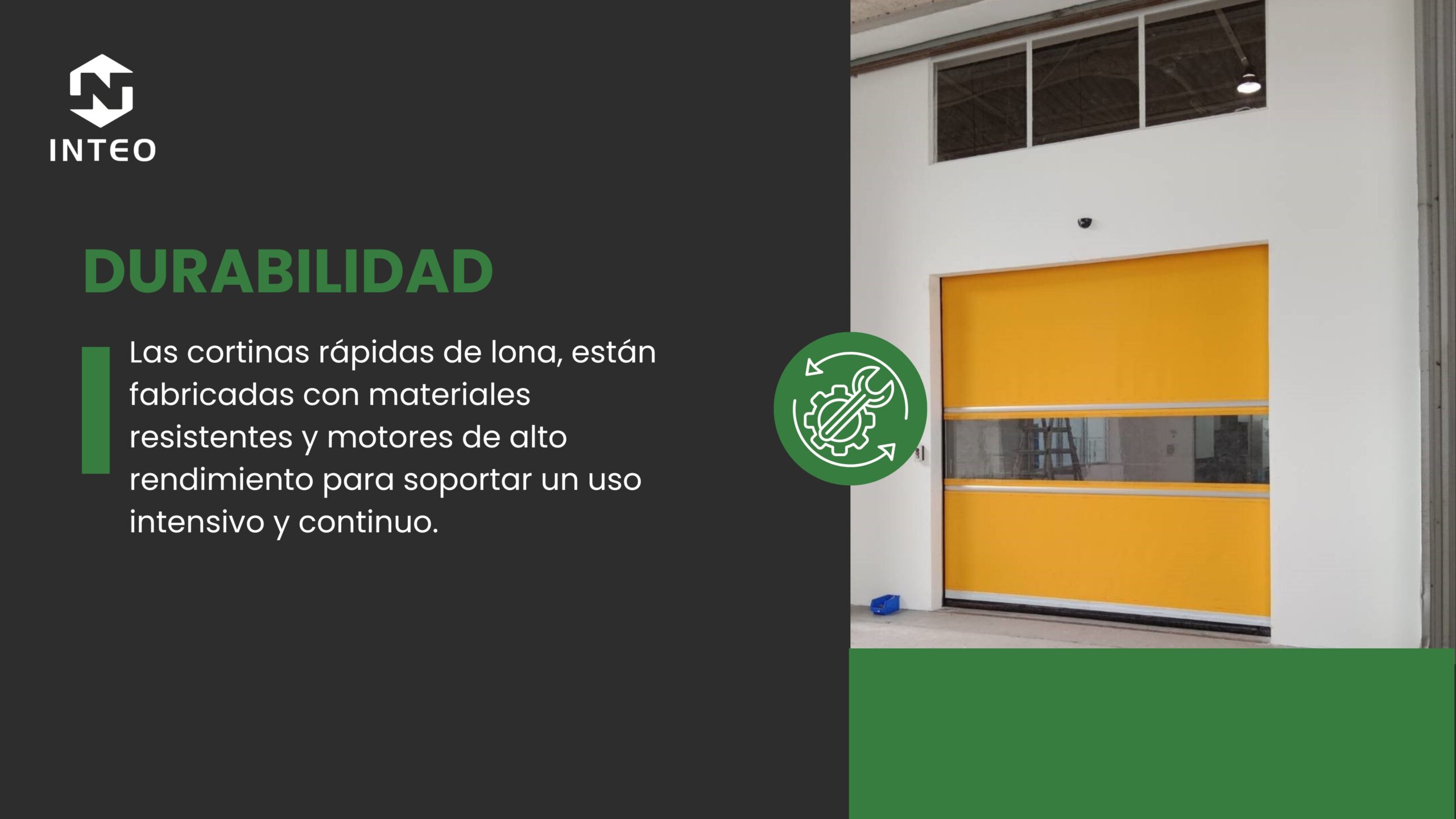 Las cortinas rápidas de lona, están fabricadas con materiales resistentes y motores de alto rendimiento para soportar un uso intensivo y continuo.